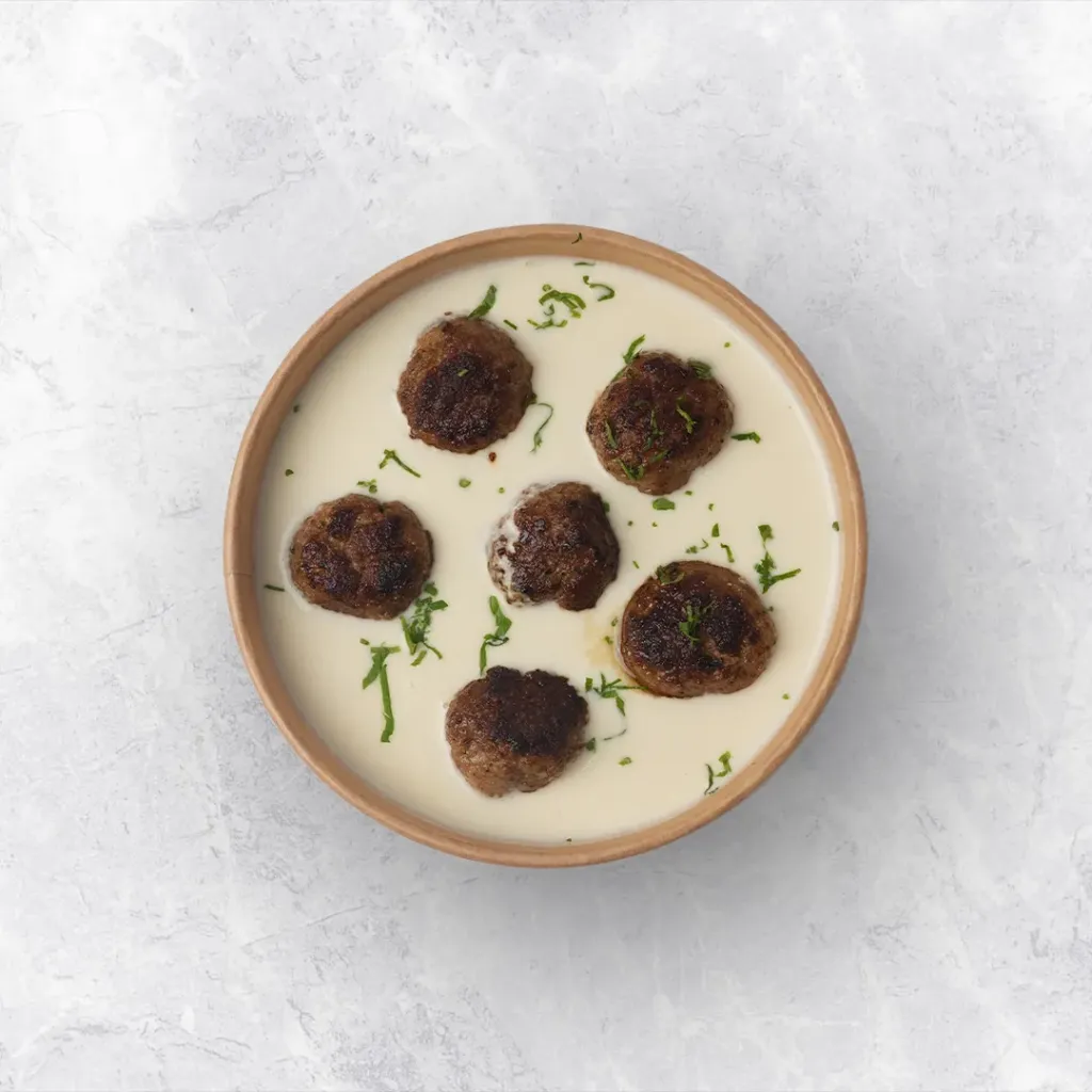 Burgul meatballs with greek yogurt